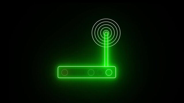 Neon multicolored wireless router. An example of sharing a wifi network in vector form.