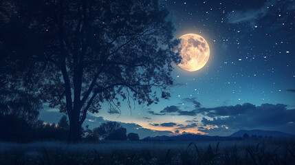 Beautiful night sky the full Moon