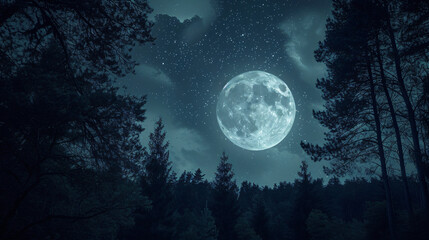 Fototapeta na wymiar Beautiful night sky the full Moon