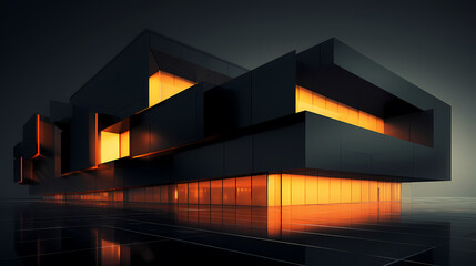 Fototapeta premium 3d render of abstract futuristic architecture with empty concrete floor