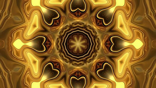 Abstract symmetrical composition gold. Looped bg for show or events, exhibitions, festivals or concerts, music videos.
