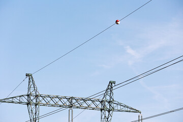 High voltage lines. Electrical current. Electricity.