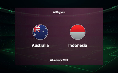 Australia vs Indonesia. knockout stage Asia 2023, Soccer scoreboard