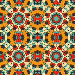 Seamless pattern with multicolor fairy-tale ornament in Slavic style. Vector illustration