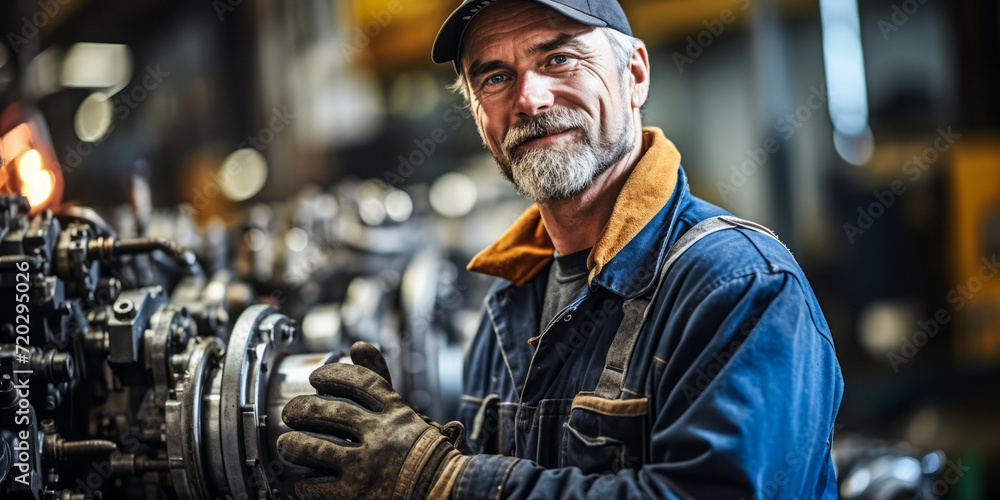 Poster focused on building engines and turbines, an engine and machine assembler plays a key role in indust
