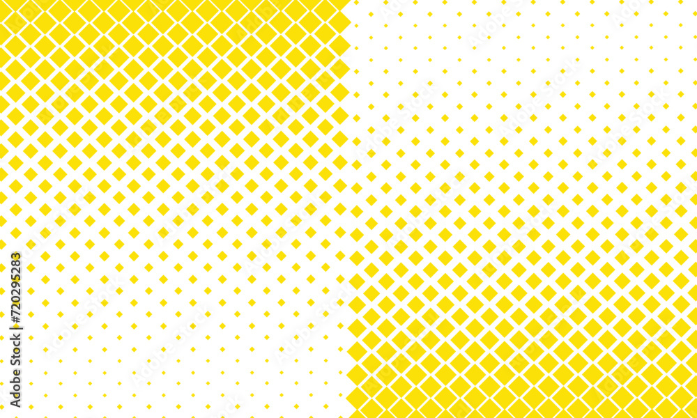 Poster abstract repeatable big to small yellow rectangle shape halftone pattern.