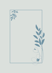 Fototapeta na wymiar Minimal background frames with hand drawn flowers and leaves