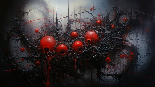 Abstract beautiful gothic red and black fancy pattern