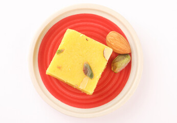 Indian Sweet Kaju Katli or kesar pista barfi