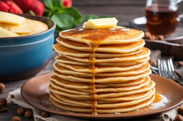 stack of very thin pancakes. traditional for Russian pancake week. Shrove tide
