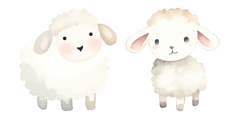 cute sheep watercolor vector illustration