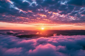 Fototapeta na wymiar Beautiful sunrise cloudy sky from aerial view