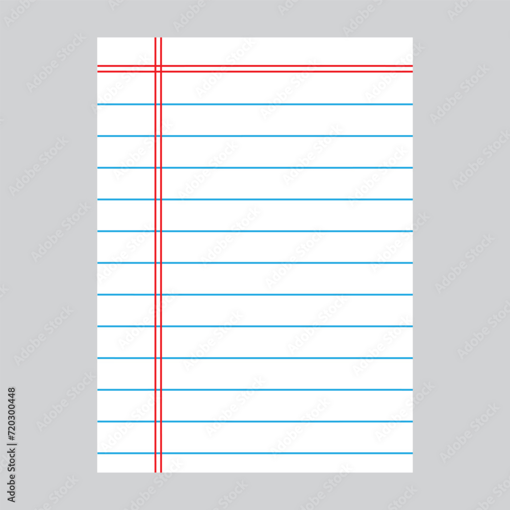 Poster set of vector realistic illustration of a torn sheet of paper from a workbook with shadow, isolated.