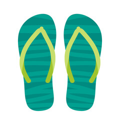 Flip flops isolated on white background. Blue green Slipper icon. Vector illustration. Summer beach shoes. Men's or women's footwear. Beach slipper, pool shoe, sea sandal.