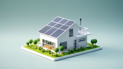 house model futuristic generic smart home with solar panels rooftop system for renewable energy concepts.
