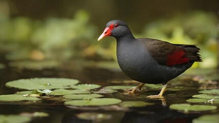 Common Gallinule found in the wild.
