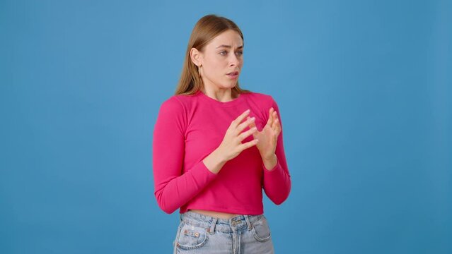 Nervous woman getting calm after using breathing practice