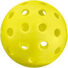 Yellow pickleball ball with transparent background