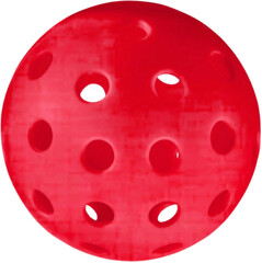 Red pickleball ball with transparent background