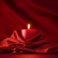 Red Candle surrounded by red silk