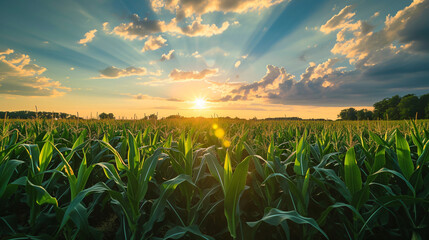 Ohio cornfield summer sunset