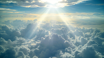 Panoramic view of clouds and sun