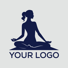 Women yoga logo lotus position on white background 