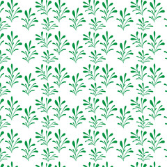 hand draw floral seamless pattern of green leaves Spring Blossom Vector Design on a white background, Curtain, carpet, wallpaper, clothing, wrapping,