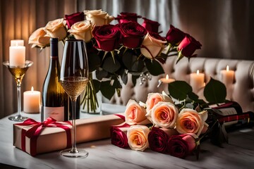 Obraz na płótnie Canvas wine and roses