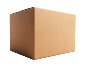Cardboard brown box isolated on transparent background, realistic png element.