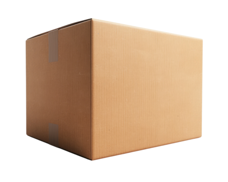 Cardboard brown box isolated on transparent background, realistic png element.