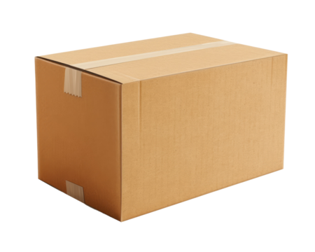 Cardboard brown box isolated on transparent background, realistic png element.