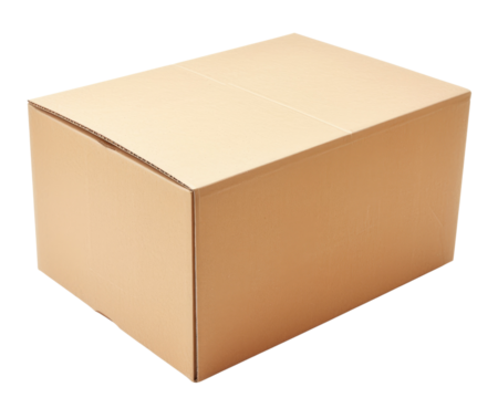 Cardboard brown box isolated on transparent background, realistic png element. - Powered by Adobe