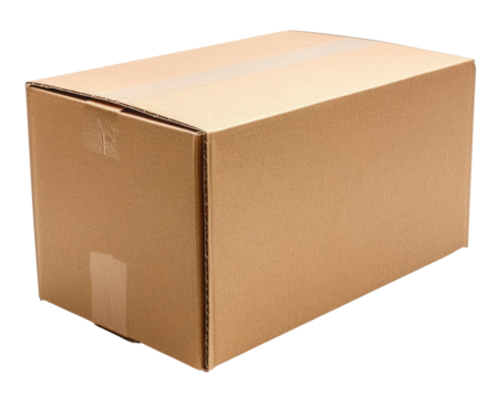 Cardboard brown box isolated on transparent background, realistic png element.