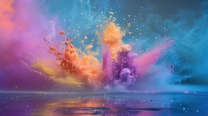 Multi-colored explosion of powder in pastel colors - obrazy, fototapety, plakaty
