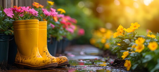 boots and flowers