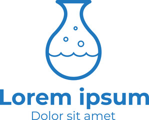 Lab logo.Chemical test tube. Glass tube.. Glass container. Flask of poison. Jar icon. Medicine vial. Logo template. Chemical test tube silhouette. Laboratory tube. Flask icon. Chemical bottle.