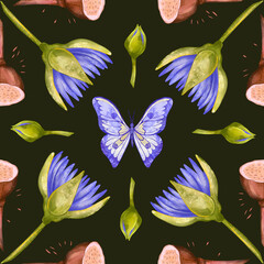 Seamless pattern with butterflies. Creative texture for fabric, packaging, textiles, Wallpaper, clothing. illustration