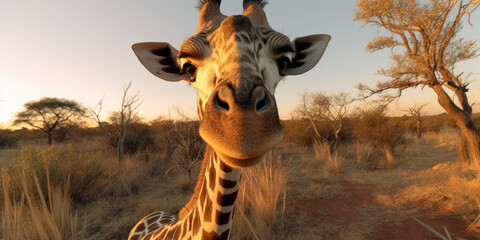 Close-Up of Giraffe Face with Detailed Eyes