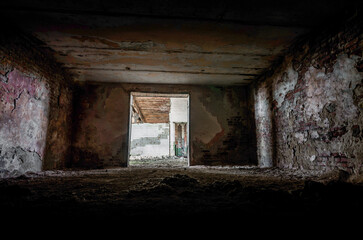 abandoned bomb shelter after the bombing in Ukraine