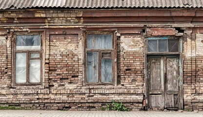 old abandoned house in Ukraine Donbass Donetsk