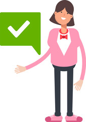 Woman Character and Check Mark
