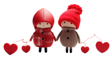 Valentine's day with couple isolated on transparent background, Generative ai.