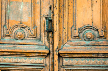 old vintage wooden door close up