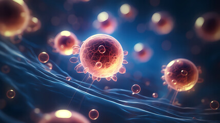 Cell background, virus cells, medical research background