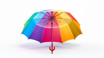 multicolour open umbrella with white  background, Generative Ai