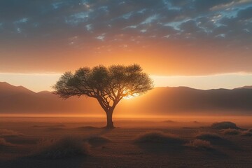 Dramatic sunrise in the Namibian desert