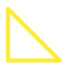 Yellow right ght triangle outlined icon