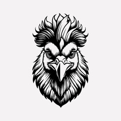 Rooster head character vector illustration
