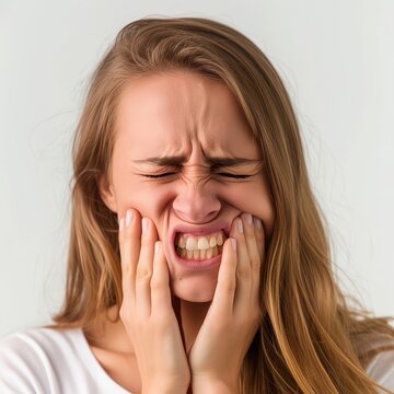 Woman With Toothache Holding Her Face